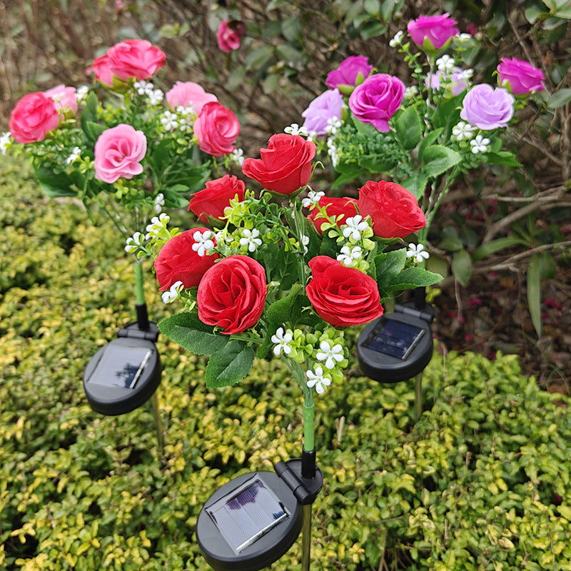 Solar-Powered 7-Head Rose Light