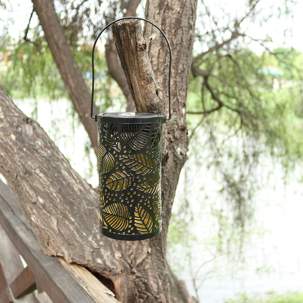 Solar-Powered Wrought Iron Hollow Projector Light