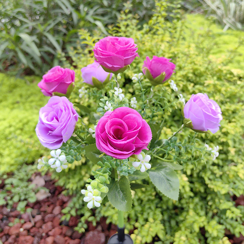 Solar-Powered 7-Head Rose Light