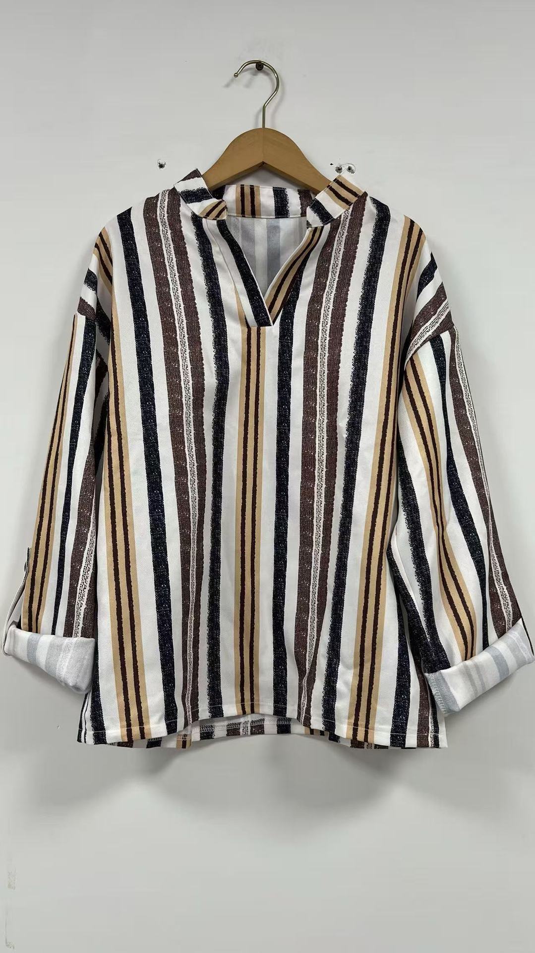 Striped Print V-Neck Set