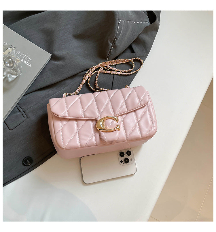 # Quilted Striped Chain Crossbody Bag