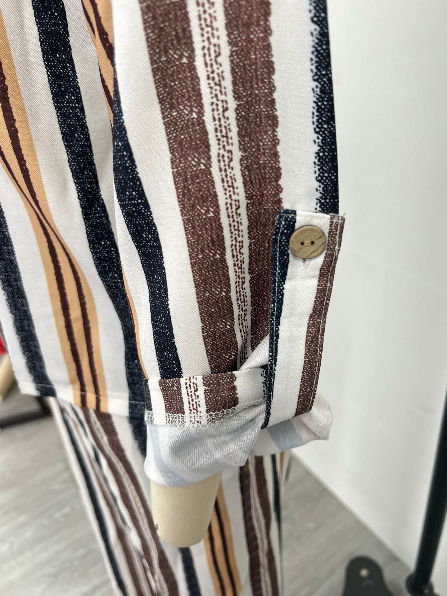 Striped Print V-Neck Set