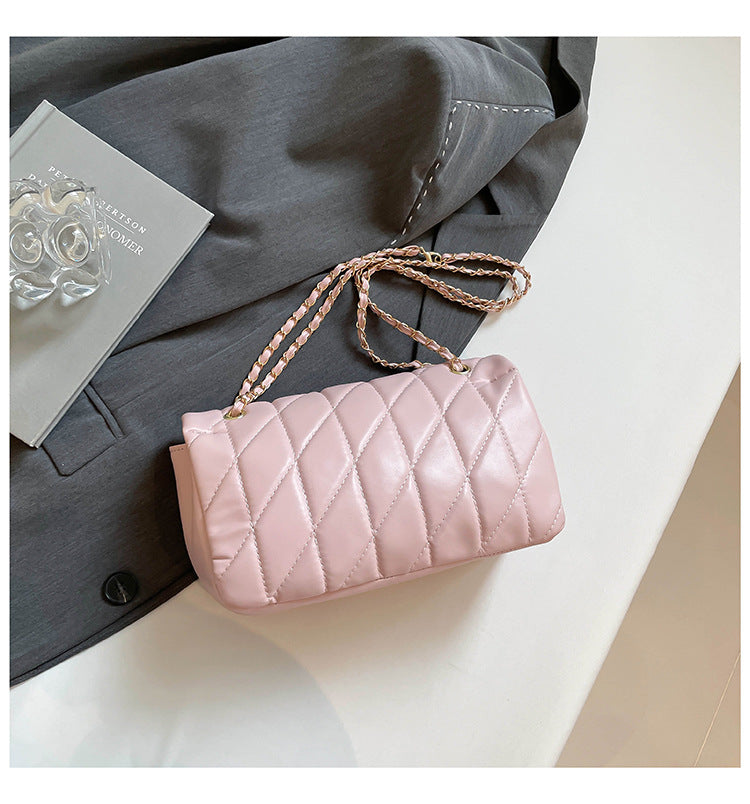 # Quilted Striped Chain Crossbody Bag