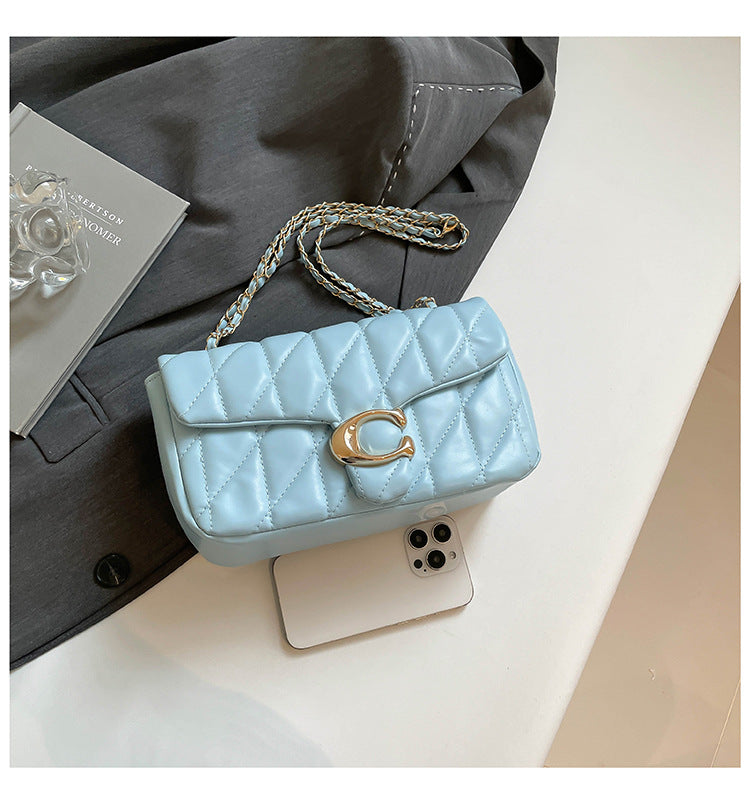 # Quilted Striped Chain Crossbody Bag