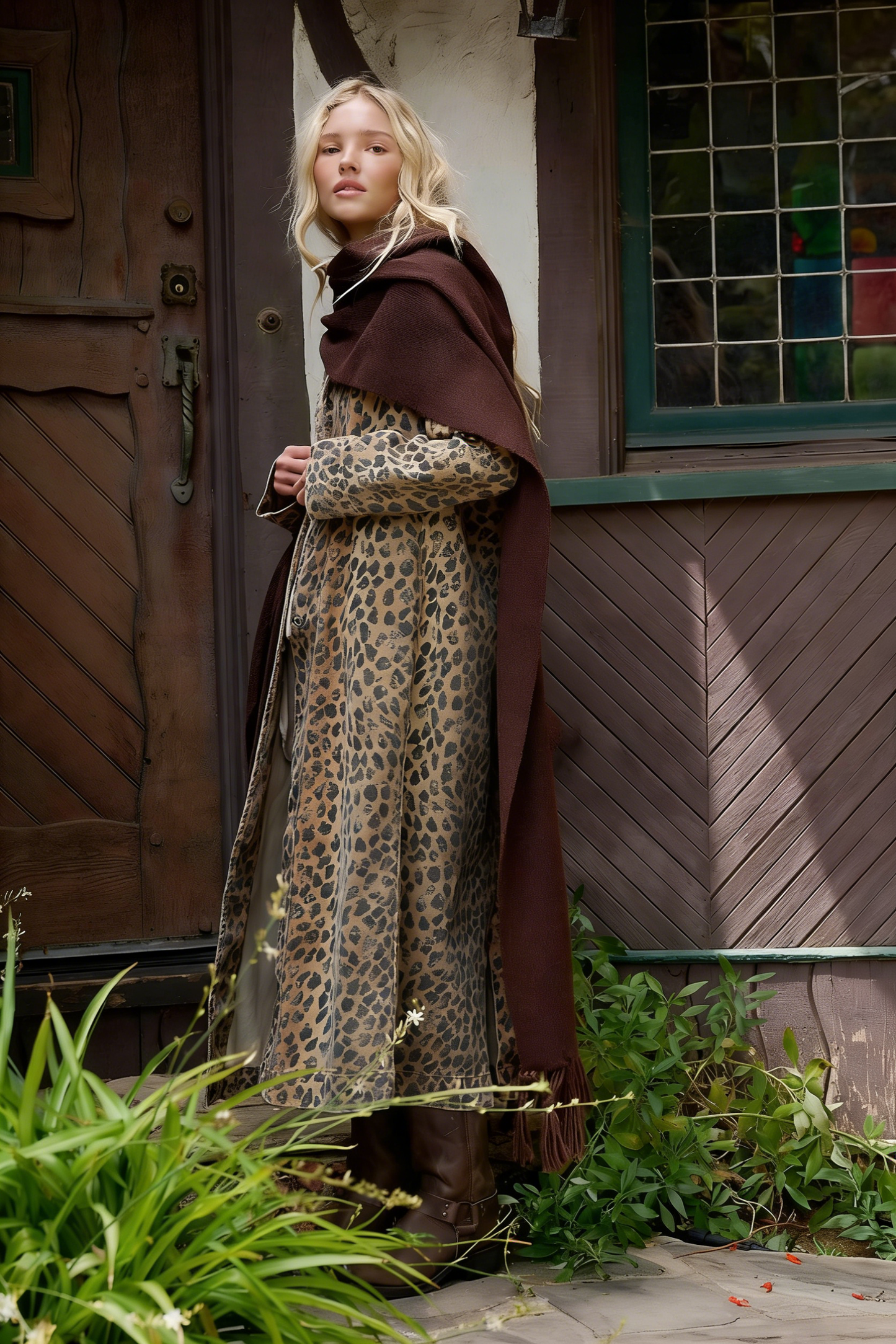 Printed Shirt Dress with Long Sleeves