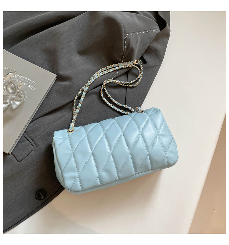 # Quilted Striped Chain Crossbody Bag