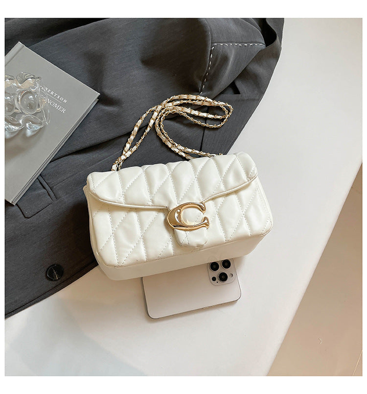 # Quilted Striped Chain Crossbody Bag
