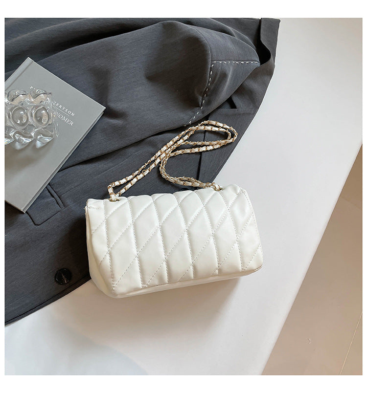 # Quilted Striped Chain Crossbody Bag
