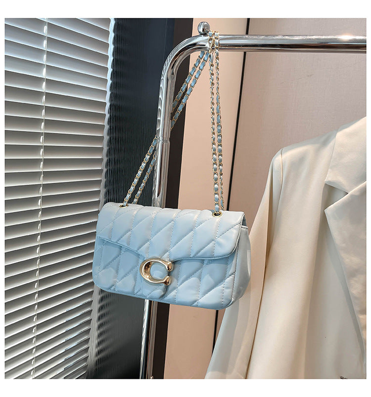 # Quilted Striped Chain Crossbody Bag