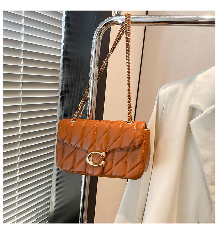 # Quilted Striped Chain Crossbody Bag