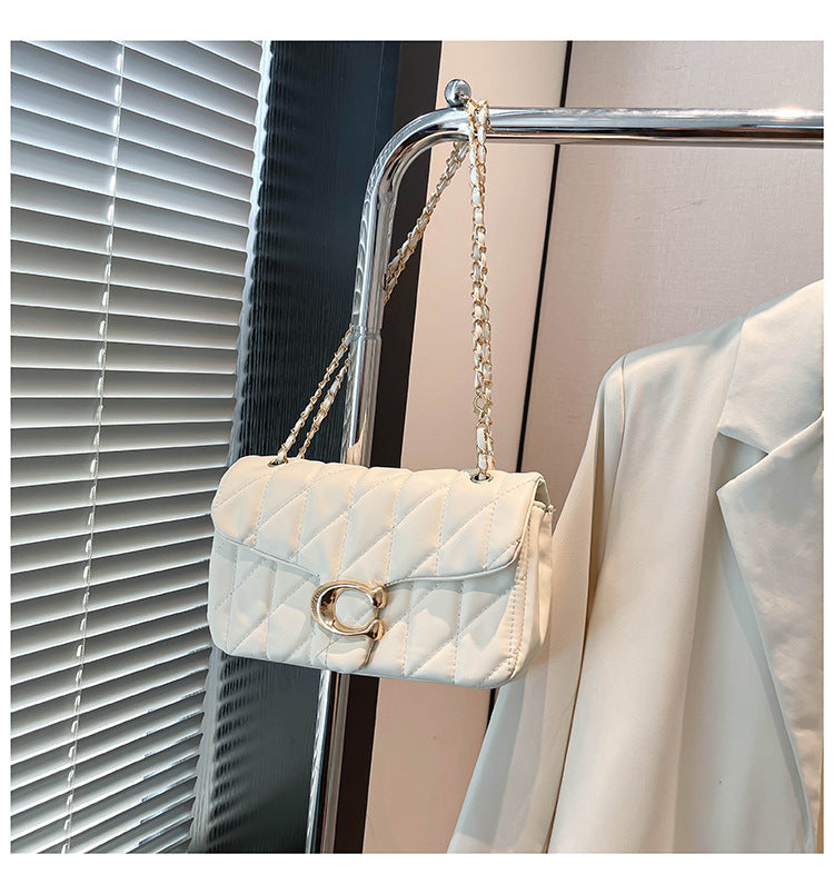 # Quilted Striped Chain Crossbody Bag