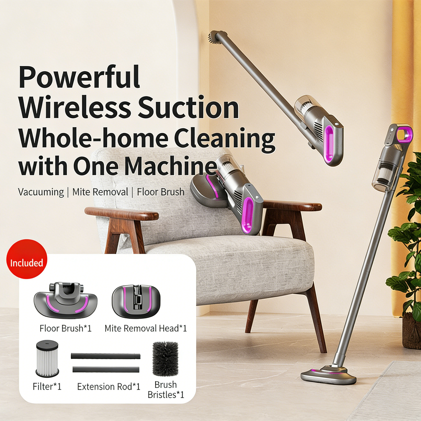 Multifunctional Handheld Mite Remover Vacuum Cleaner
