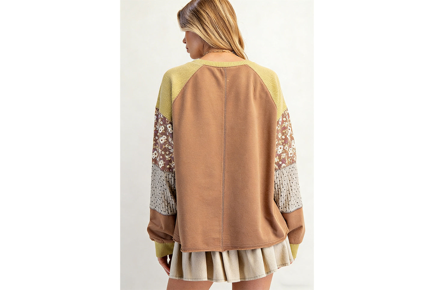Women's Floral Print Color-Blocked Sweatshirt