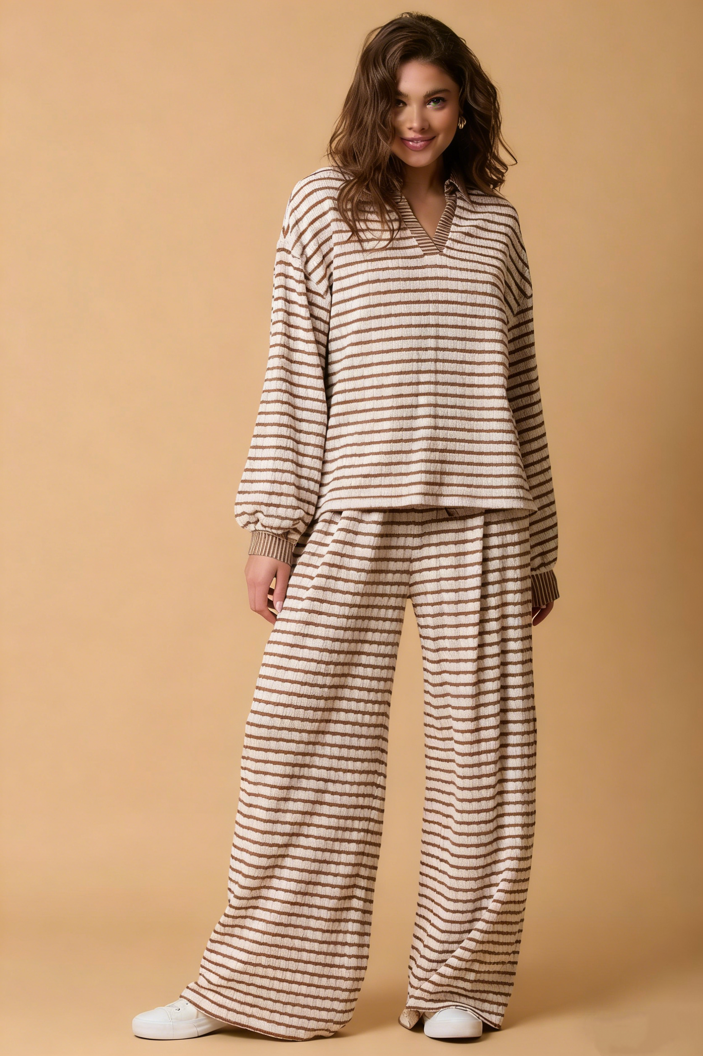 Stylish Striped Casual Two-Piece Set