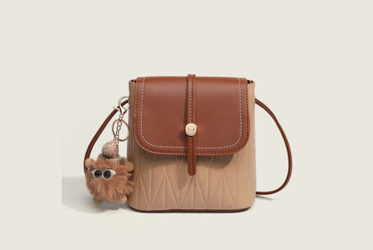 **Stylish and Simple Contrast Color Flap Crossbody Bag**