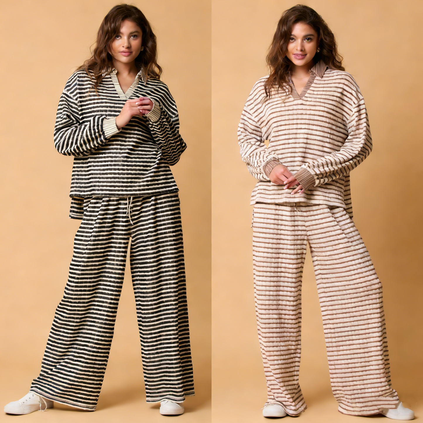 Stylish Striped Casual Two-Piece Set
