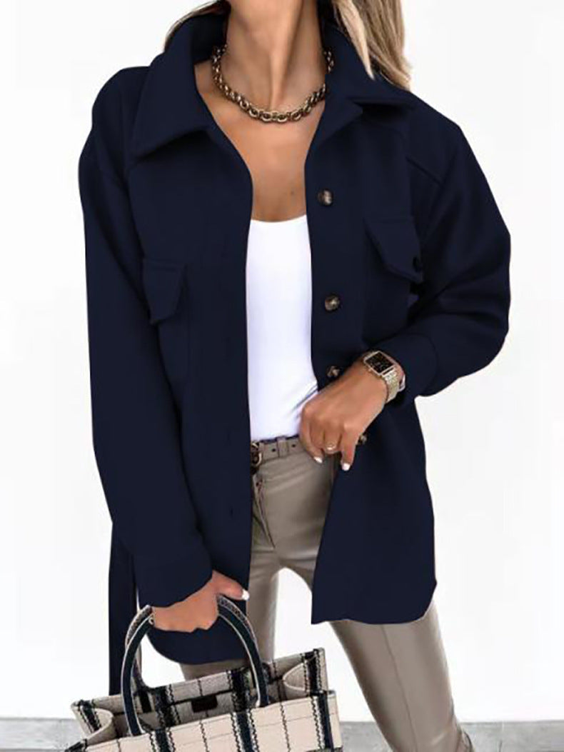 Women's Long-Sleeved Wool Coat