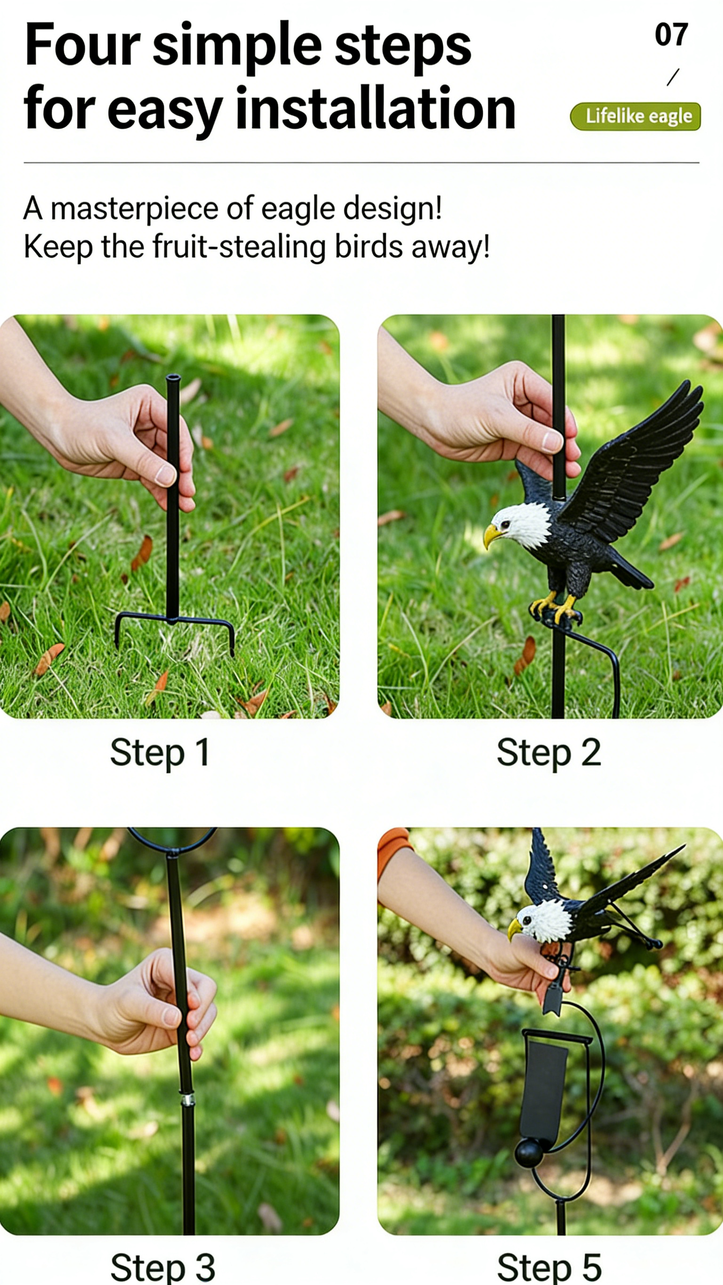 **Eagle Bird Repeller Simulated Iron Weather Vane**