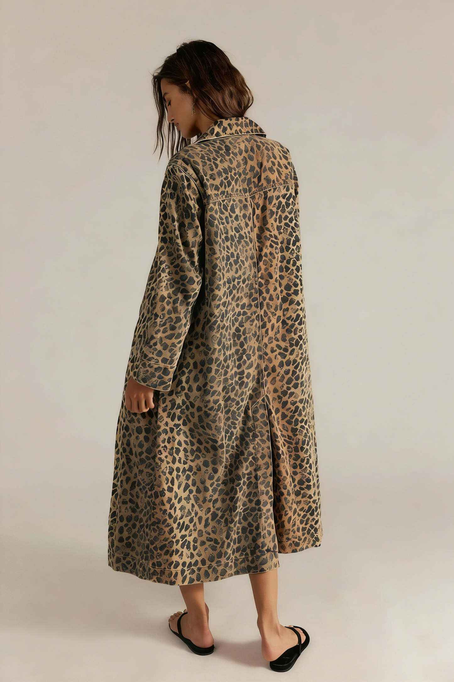 Printed Shirt Dress with Long Sleeves
