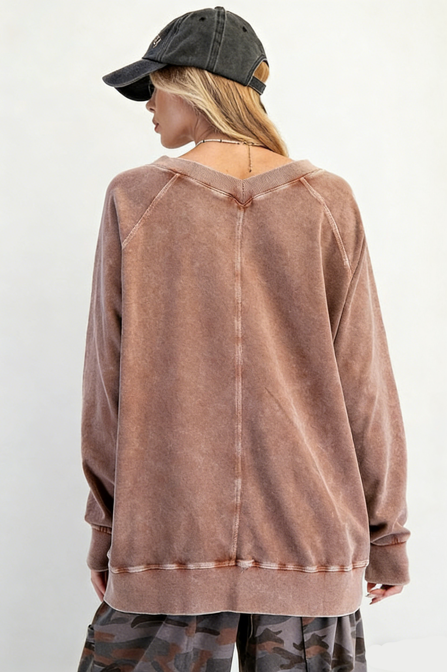 V-Neck Pullover Oversized Sweatshirt