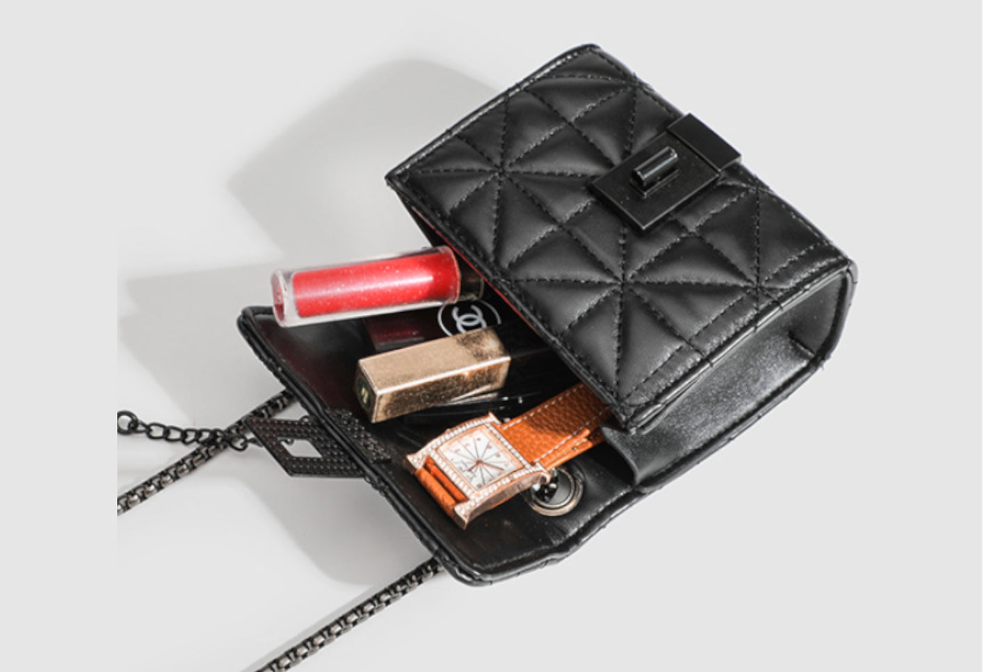 High-End Diamond-Quartz Chain Mini Bag