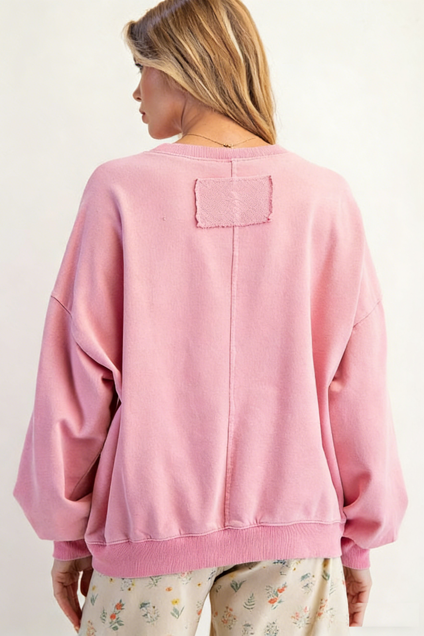 Printed Bow-Tie Crew Neck Pullover Sweatshirt