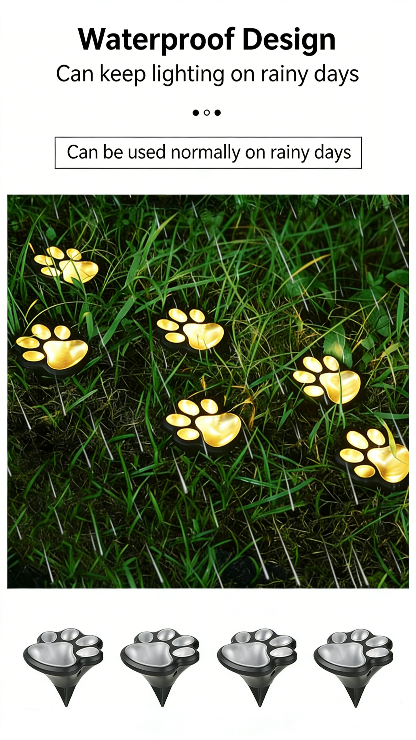 Solar-Powered Cat Paw Lamp
