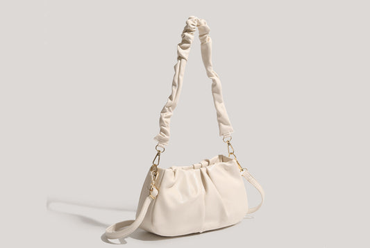 White Pleated Cloud Underarm Bag