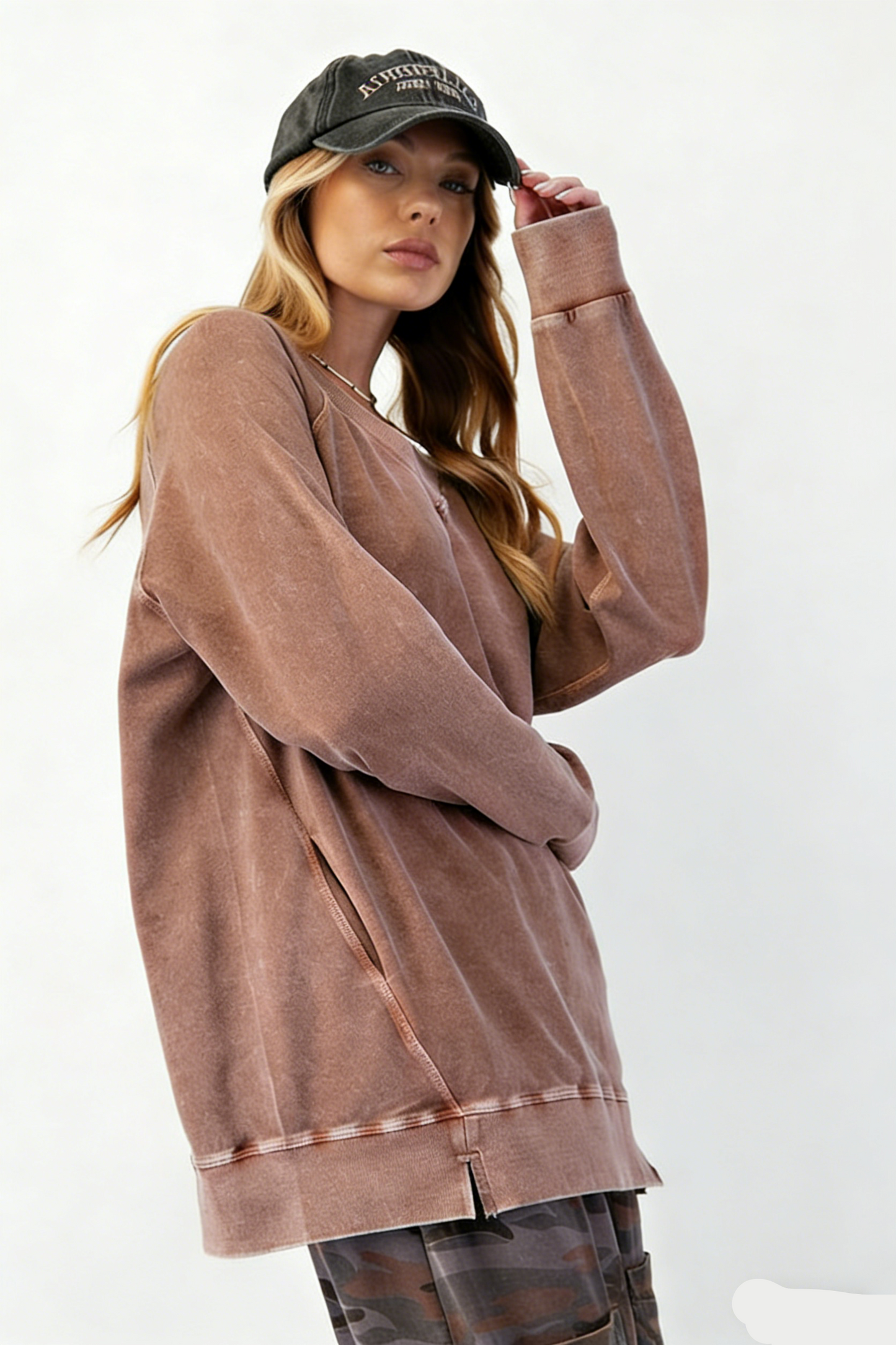 V-Neck Pullover Oversized Sweatshirt