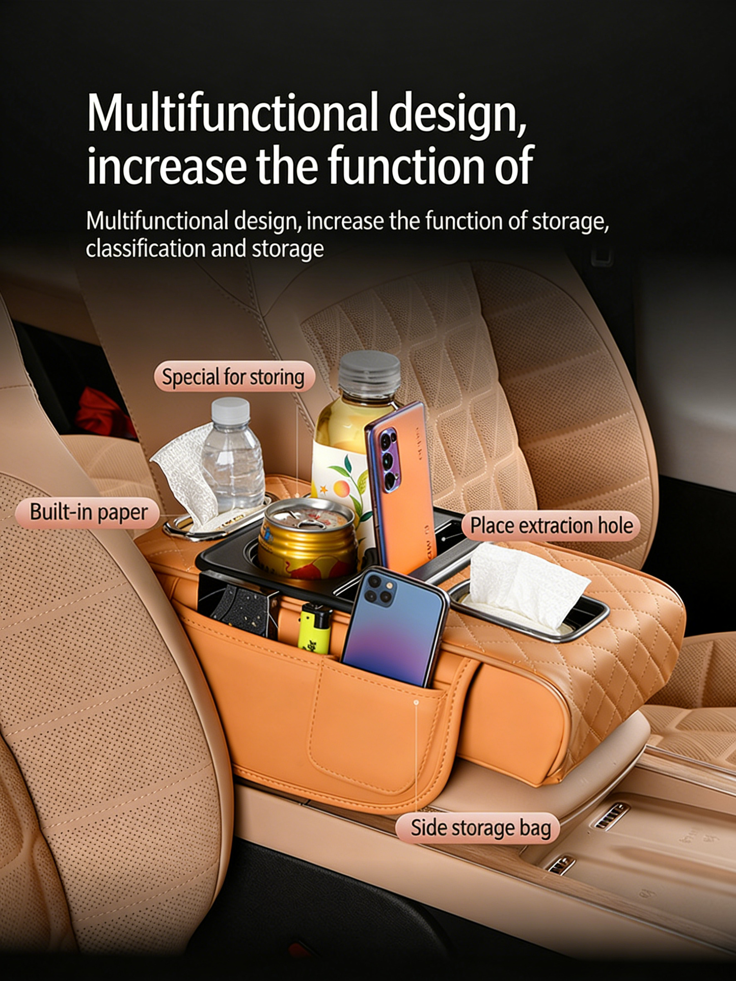 **Multifunctional Car Armrest Box Seat Mount/Booster**