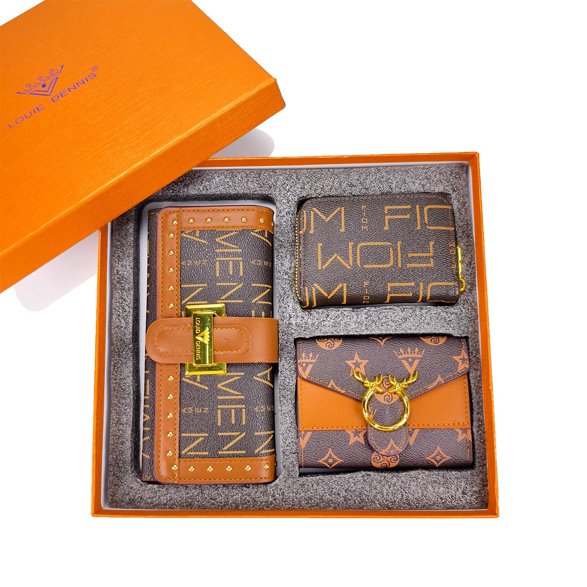 Retro PU Leather Women's Wallet Set with Gift Box