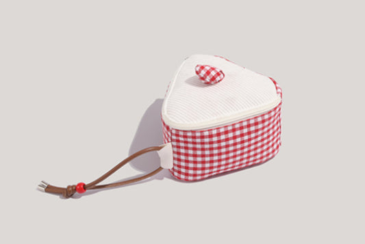 Cake Clutch with Plaid and Contrast Colors**