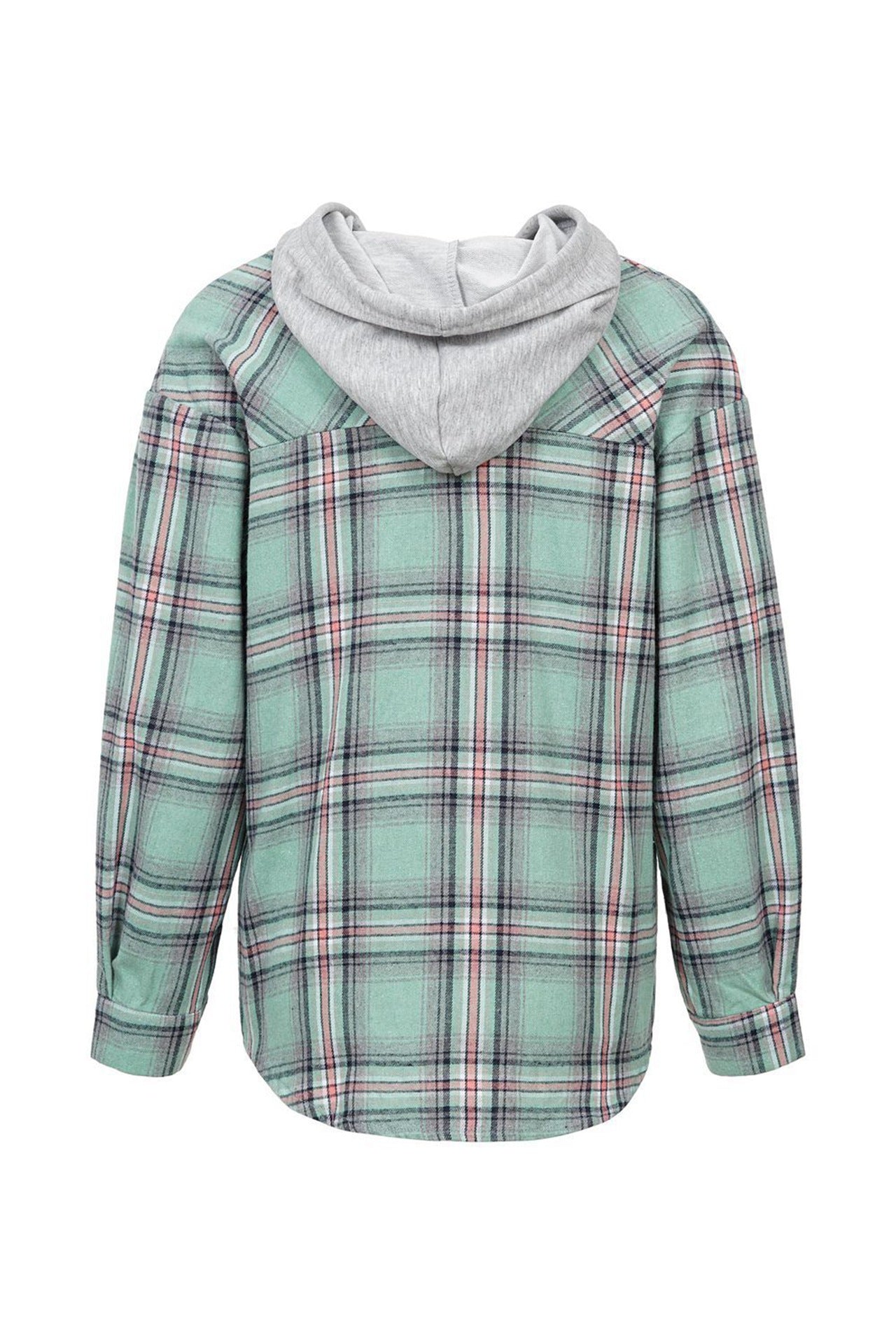 Women's Hooded Color-Blocked Plaid Jacket