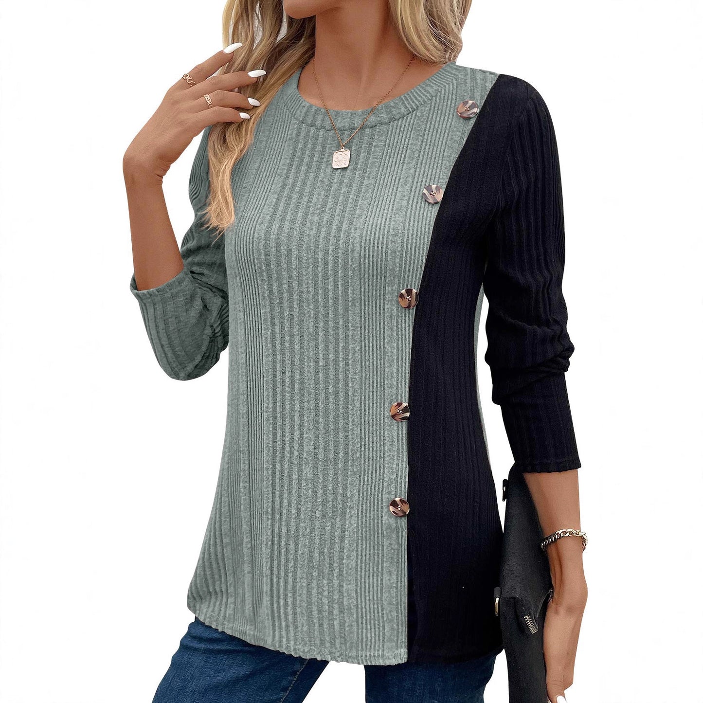 Women's Color-Blocked Long Top