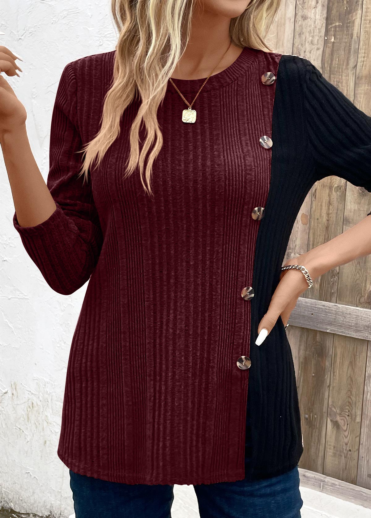 Women's Color-Blocked Long Top