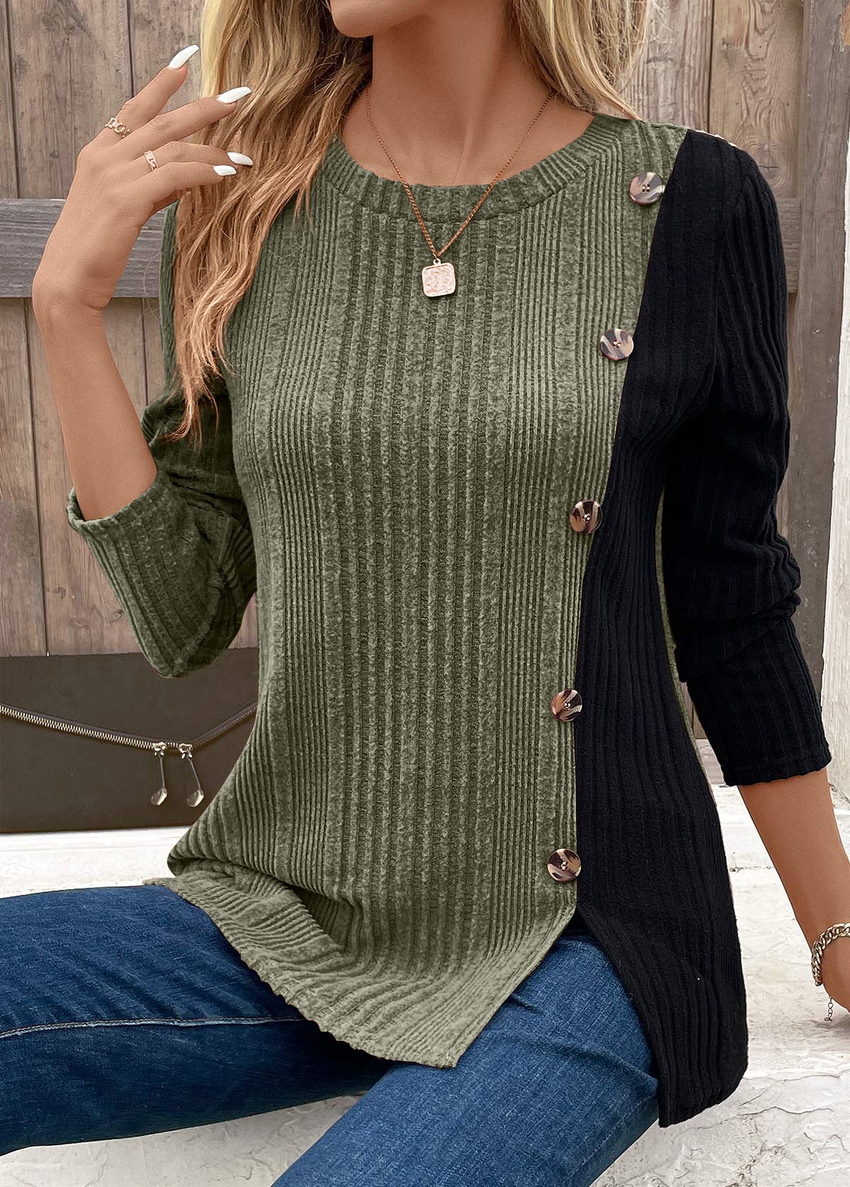 Women's Color-Blocked Long Top