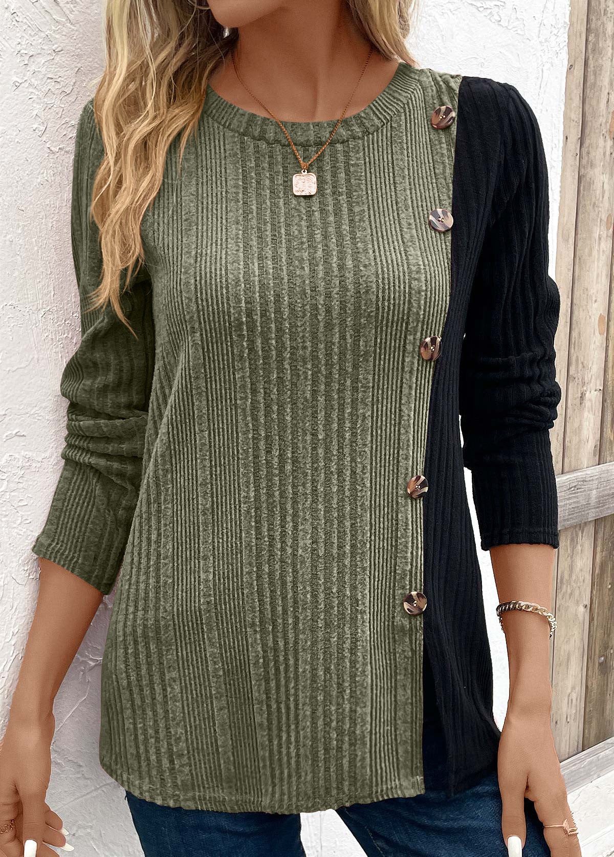 Women's Color-Blocked Long Top