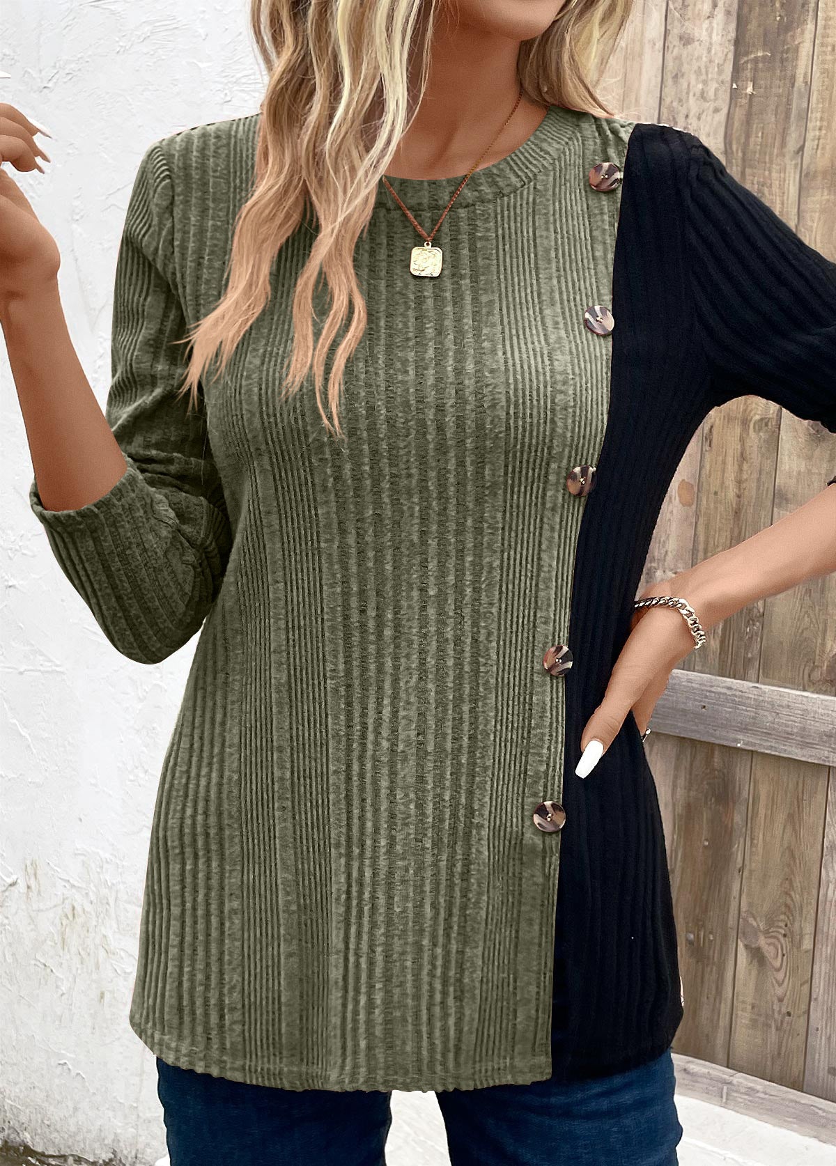 Women's Color-Blocked Long Top