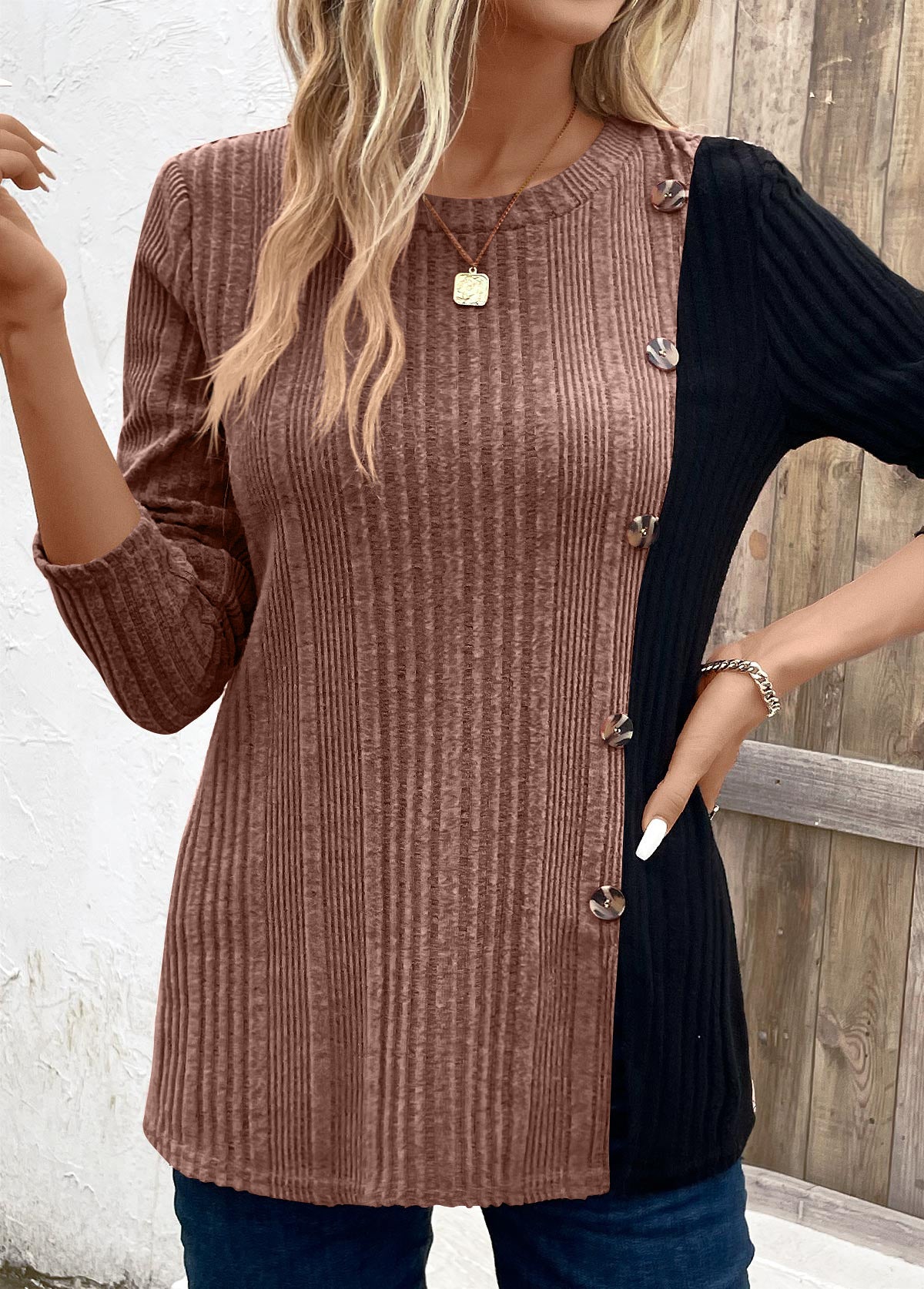 Women's Color-Blocked Long Top