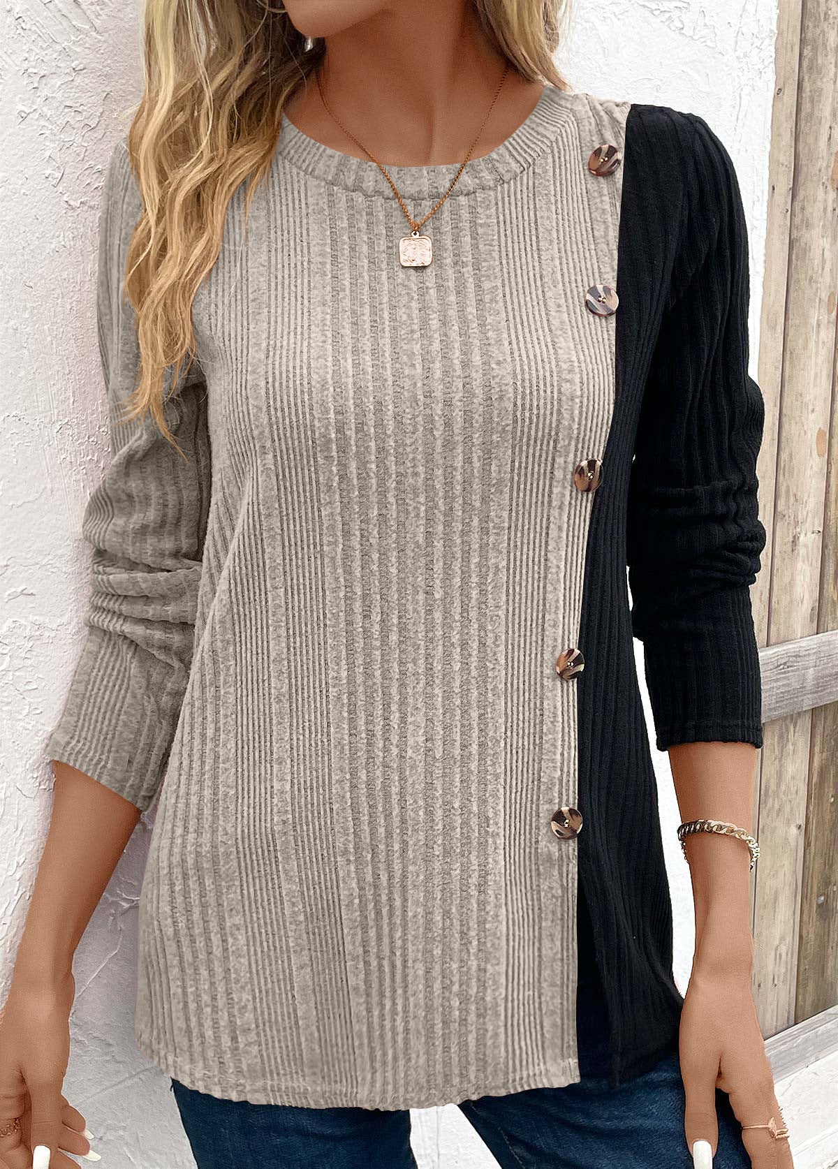 Women's Color-Blocked Long Top