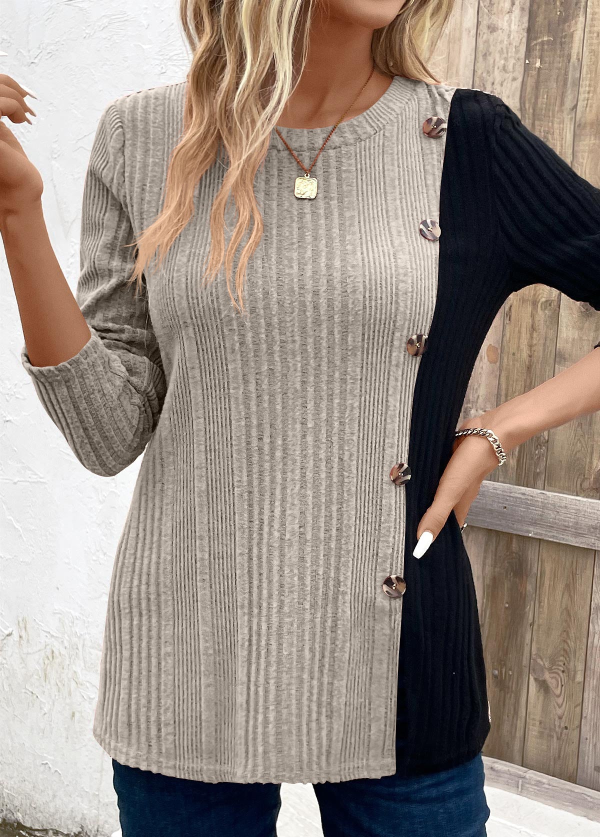 Women's Color-Blocked Long Top