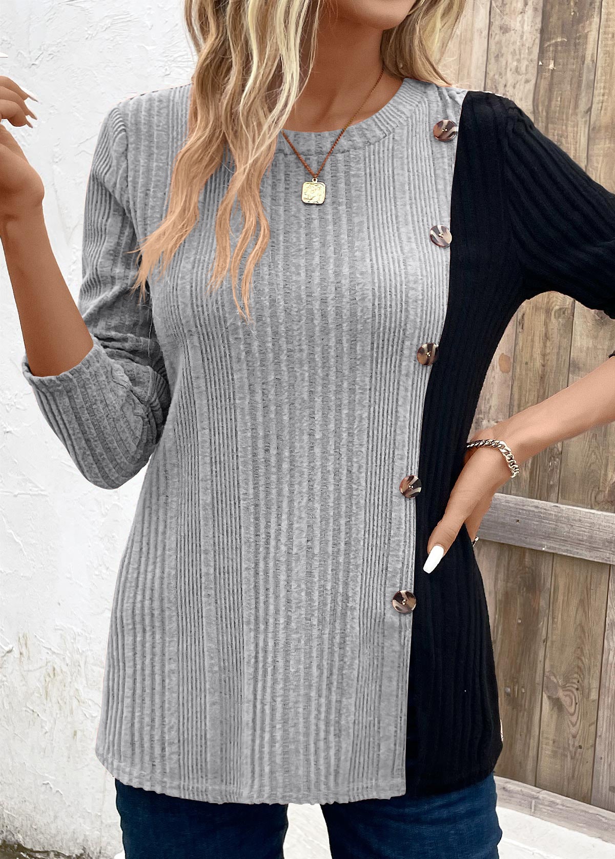 Women's Color-Blocked Long Top