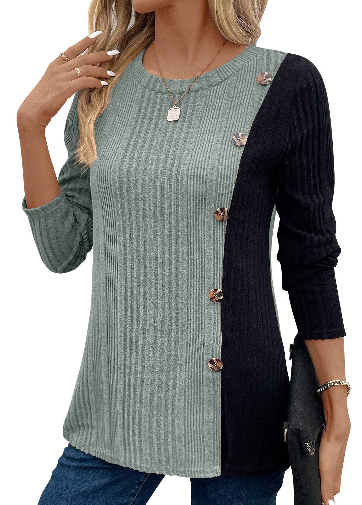 Women's Color-Blocked Long Top