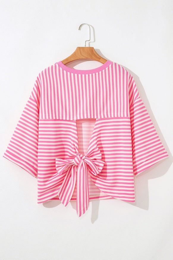 Women's Round Neck Striped Knit Top