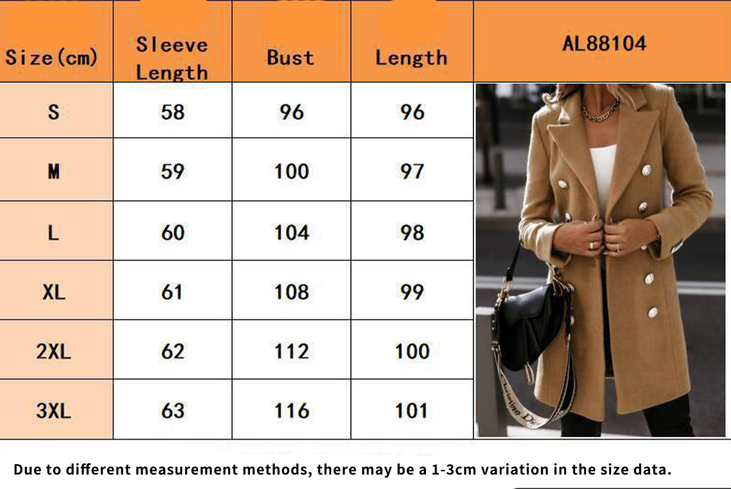 Double-Breasted Wool Coat with Suit Collar