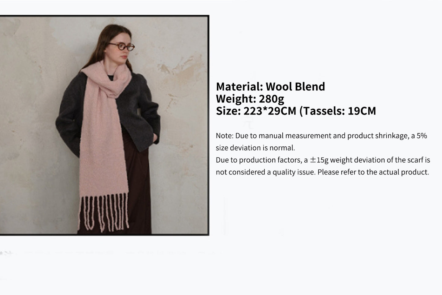 80% Wool Tassel Scarf