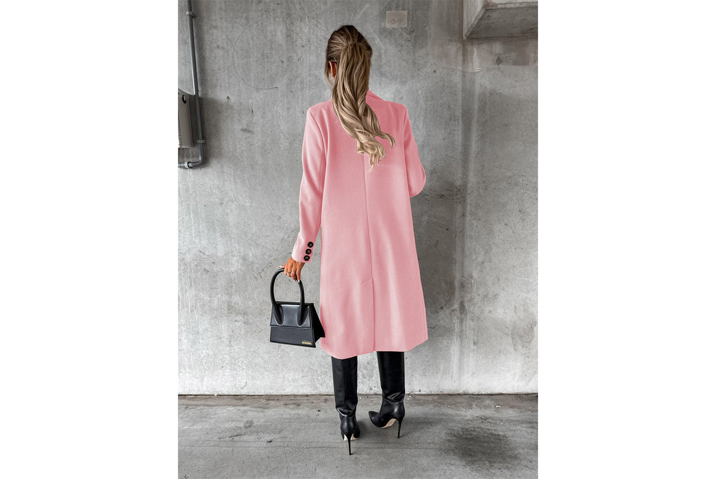 Women's Long-Sleeved Double-Breasted Slim-Fit Coat with Lapel