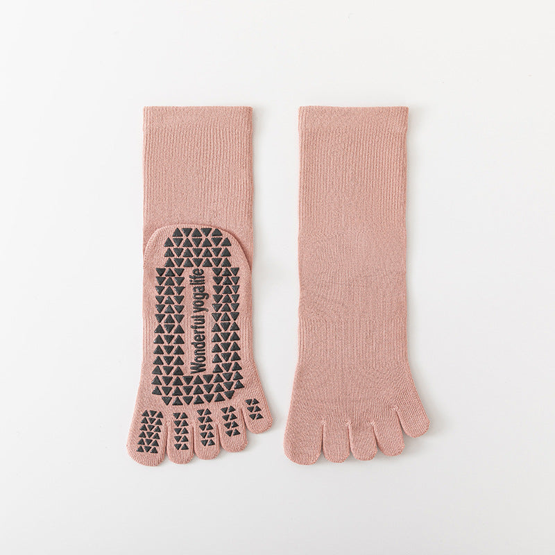 Professional Anti slip Yoga Five Finger Socks Women's Long Tube Pilates Fitness Socks