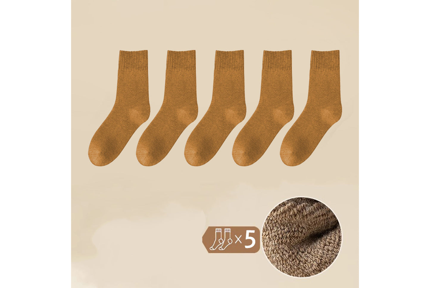 Thickened Fleece-Lined Warm and Heat-Generating Cotton Socks | 5-Pair Pack