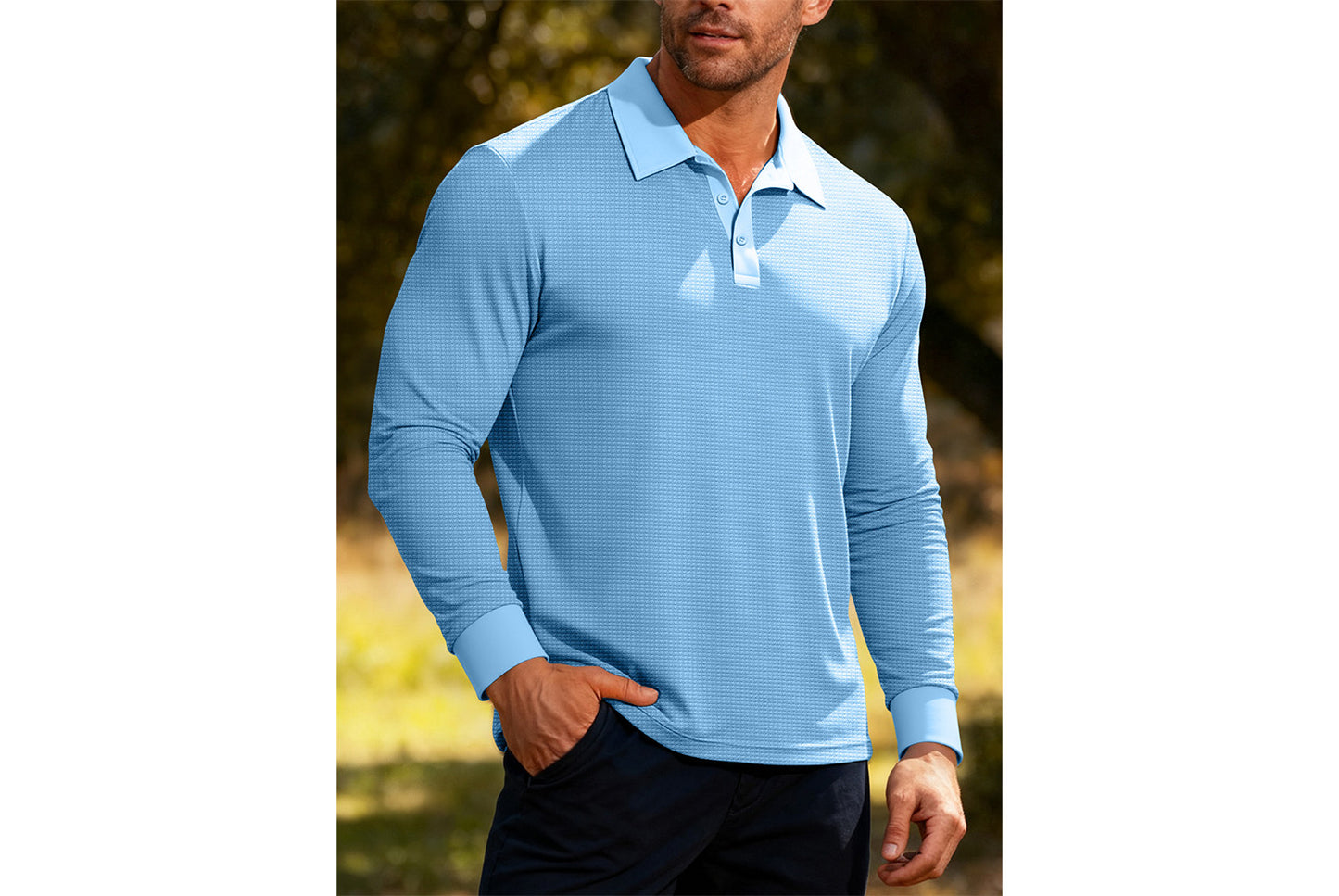 Men's Waffle Knit Polo Shirt